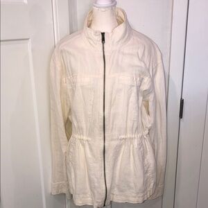 Old Navy, Women's Cream Jacket zip up cargo linen cotton blend lightweight